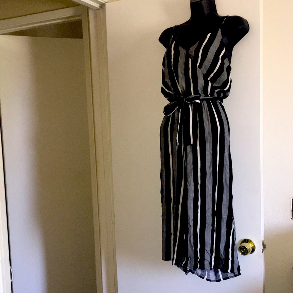 Black and white striped romper